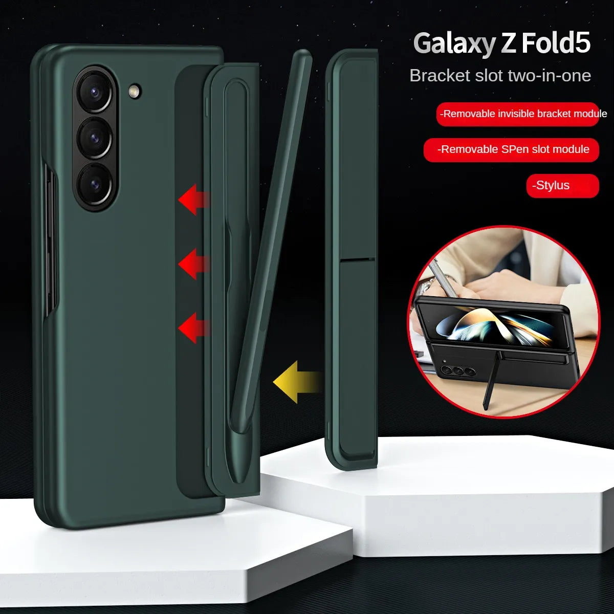 Matte Case With Stand & Removable Pen Slot for Galaxy Fold
