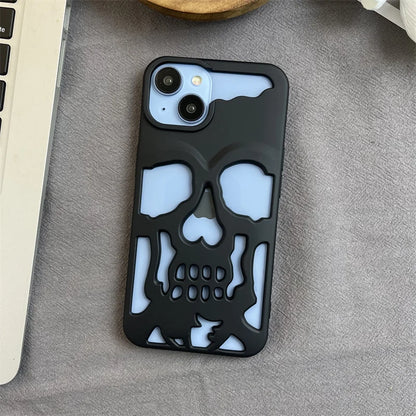 Luxury Matte Plating Metallic Color Hollow Out Skull Hard Case For iPhone