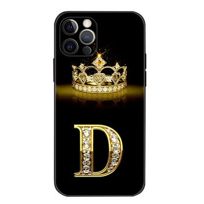 Luxury Diamond Crown Letter Case For iPhone