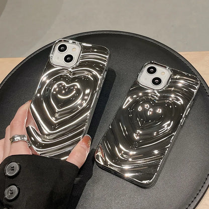 Luxury 3D Heart Water Ripple iPhone Silicone Case