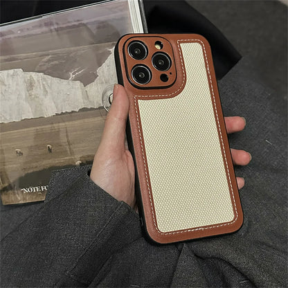 Stylish Retro Fabric Leather Soft Phone Case For iPhone