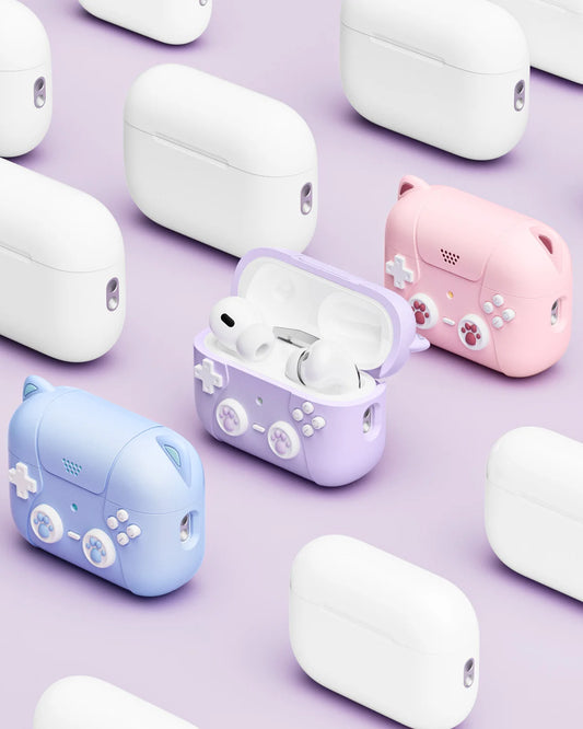 3D Game Player Design with Keychain Silicone Case For Airpods