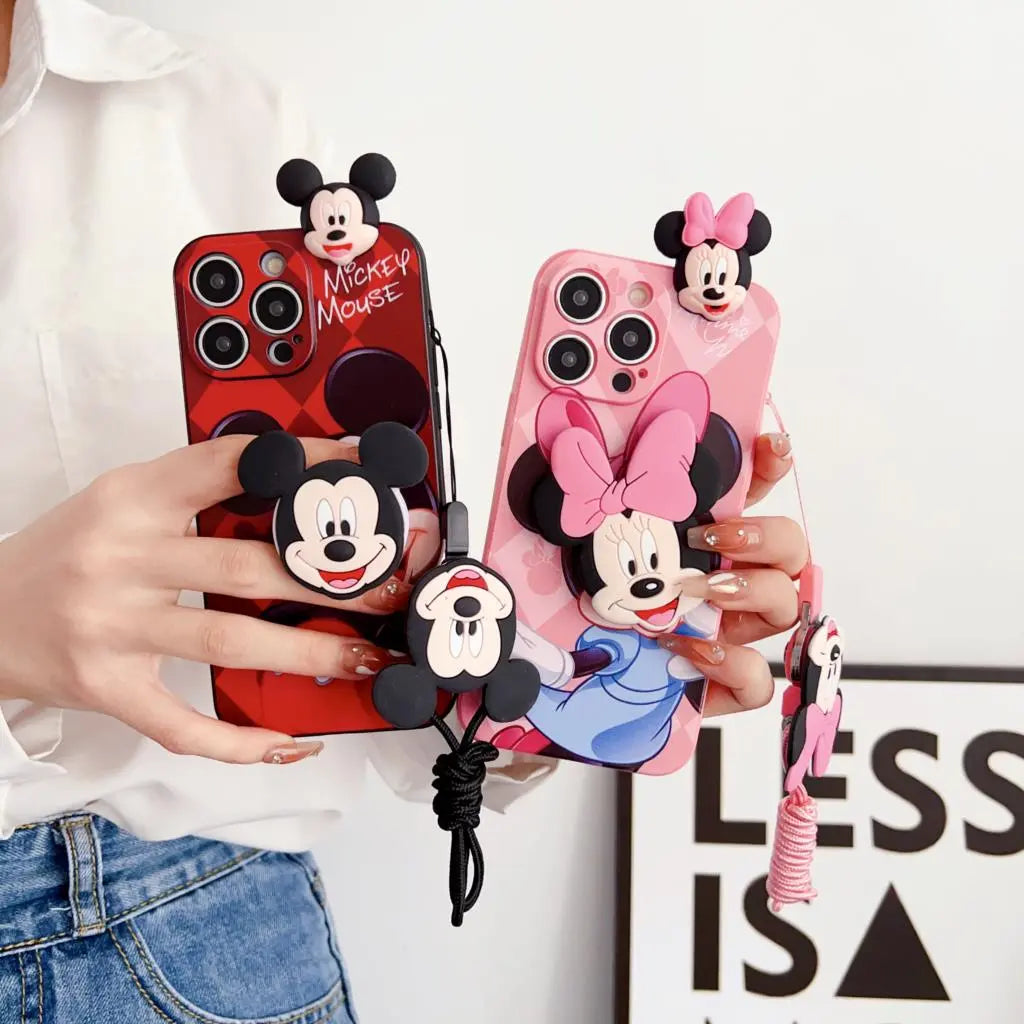 Soft Cartoon Case For iPhone with Strap