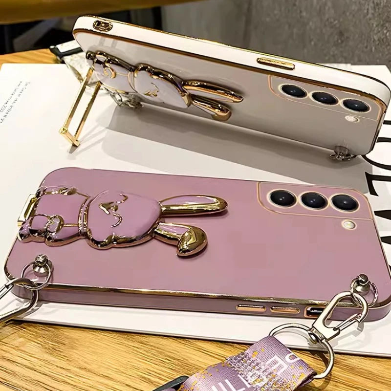 Crossbody Lanyard Rabbit Luggage Bracket Plating Case