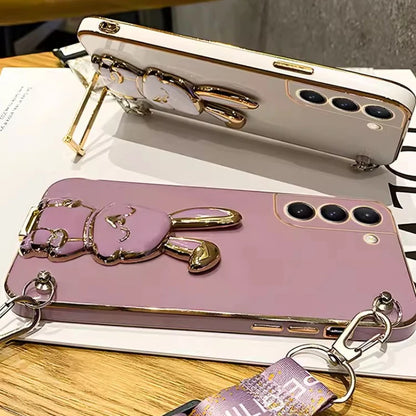 Crossbody Lanyard Rabbit Luggage Bracket Plating Case