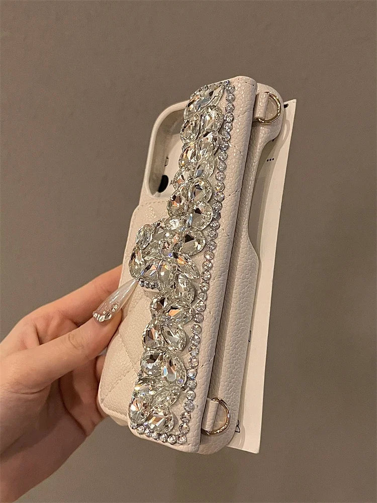 Leather Glitter Diamond Wallet Case for iPhone