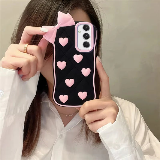 Cute Black Love Bow Soft Silicone Case for Samsung
