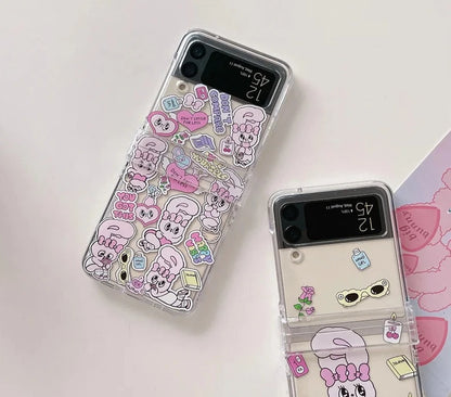 Rabbit Phone Case For Galaxy Z Flip with Bracelet