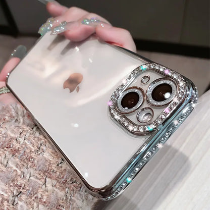 Luxury Plating Glitter Diamond Transparent Case For iPhone