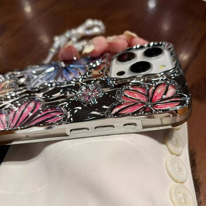 Luxury Shockproof Plating Flowers Mobile Phone Case For iPhone