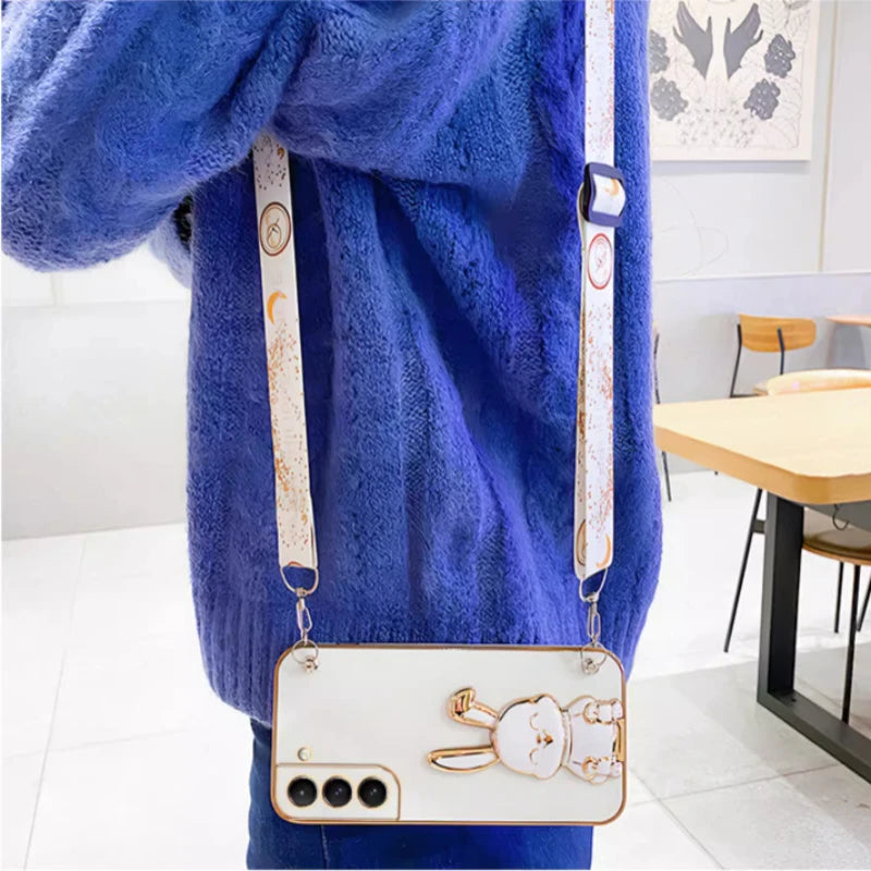 Crossbody Lanyard Rabbit Luggage Bracket Plating Case