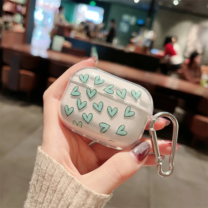 Glitter Shiny Colorful Heart AirPods Case with Key Ring