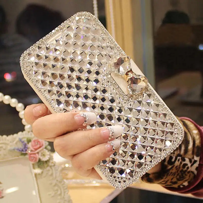 Luxury Diamonds Leather Phone Case For Samsung Galaxy