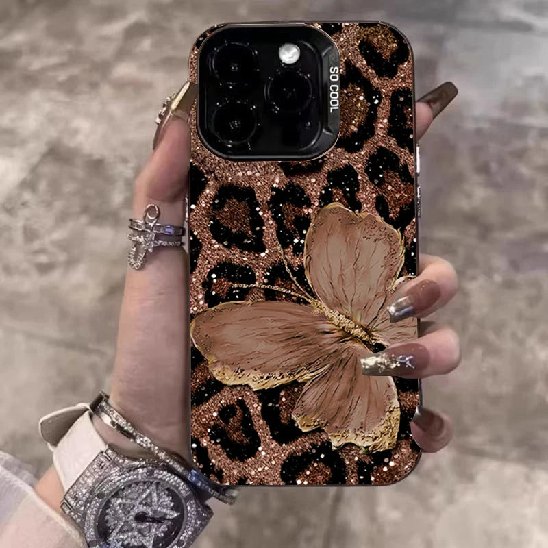 Luxury Butterfly Leopard Print  Phone Case For iPhone