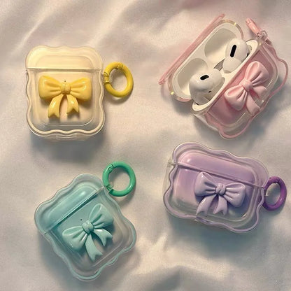 3D Bow Wave Case for Apple AirPods with Keychain