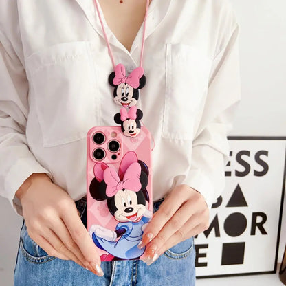 Soft Cartoon Case For iPhone with Strap