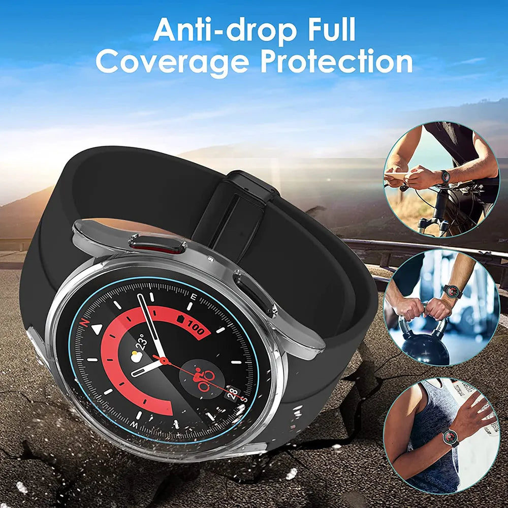 1 Pc Tempered Glass + Case for Galaxy Watch 5/5 Pro