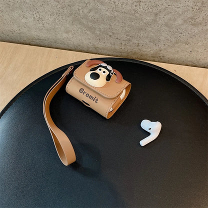 Cute Anime 3D Pilot Dog Cartoon Soft Leather Earphone Case For Airpods