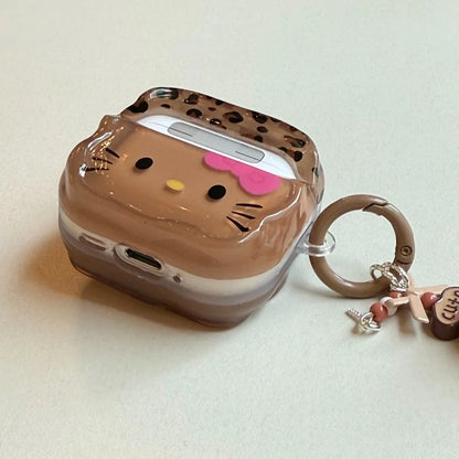 3D Bow Leopard Print KT Cat Case for AirPods