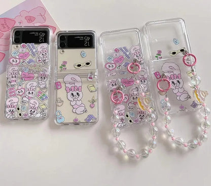 Rabbit Phone Case For Galaxy Z Flip with Bracelet