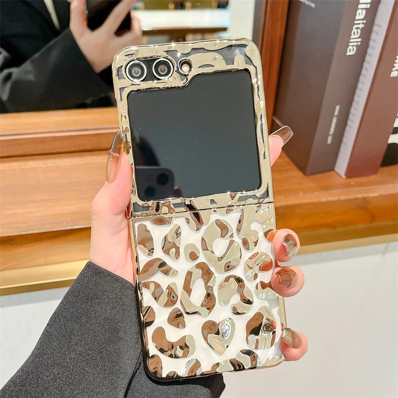 Luxury Folded Texture Leopard Print Phone Case For Samsung