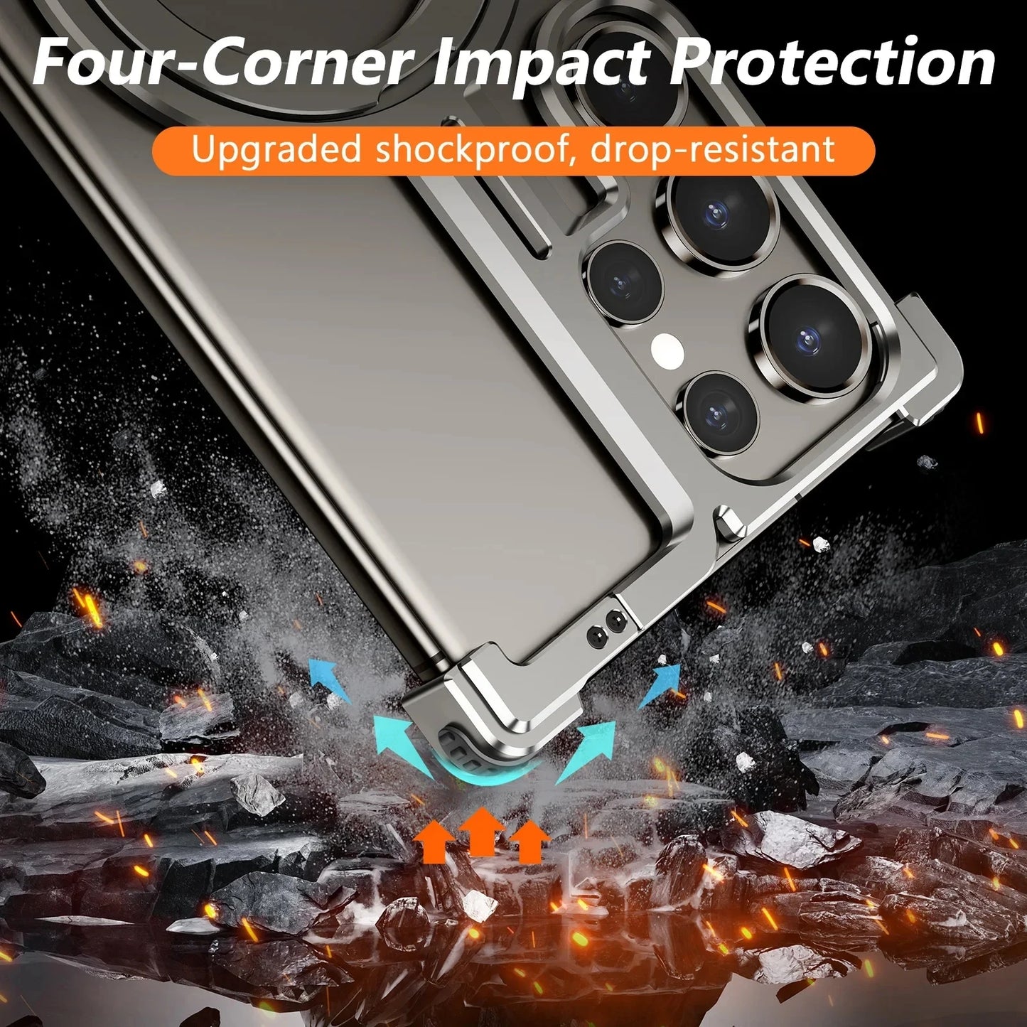 Metal Bumper Ring Stand Magnetic Phone Case For Samsung