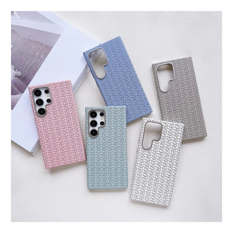 Geometric Pattern Magsafe Leather Phone Case for Samsung