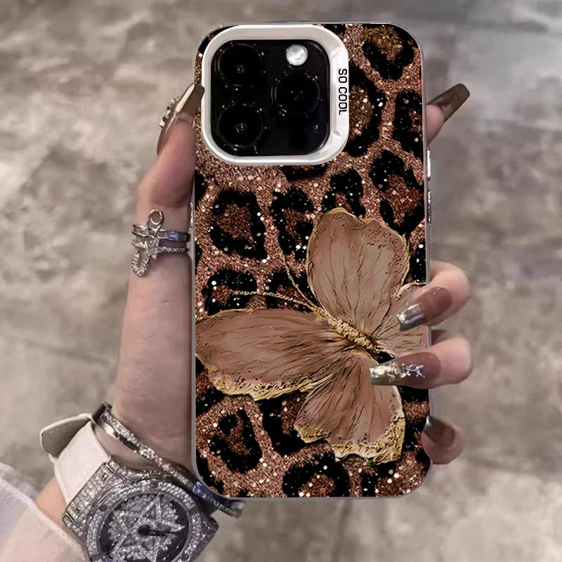 Luxury Butterfly Leopard Print  Phone Case For iPhone