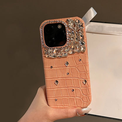 Premium Rhinestone Leather Phone Case For iPhone