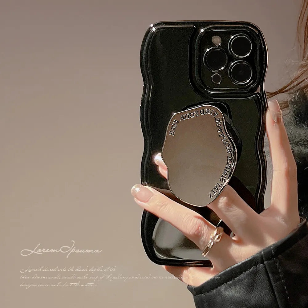 iPhone Luxury Solid Silicone Case With Metal Holder