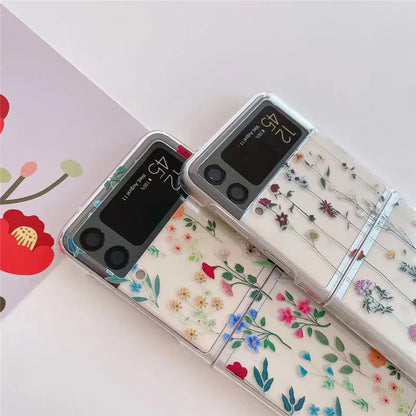 Fresh Flowers Painted Clear Hard Case For Galaxy Z Flip