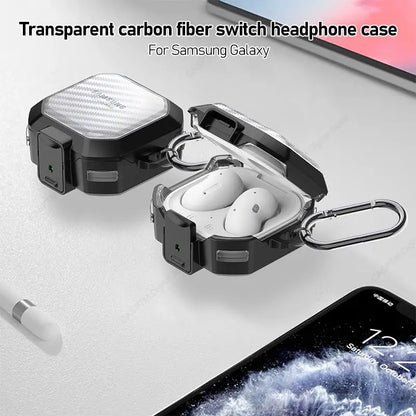 Transparent Carbon Fibre Pattern Cover For Galaxy Buds