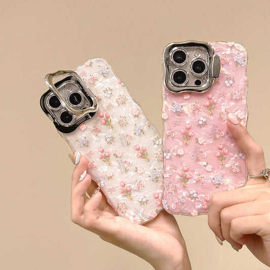 Chic Tulips Pattern Waving Frame Phone Case for iPhone