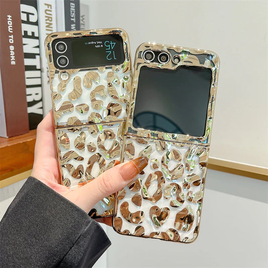 Luxury Folded Texture Leopard Print Phone Case For Samsung