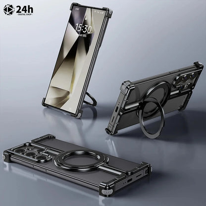 Metal Bumper Ring Stand Magnetic Phone Case For Samsung