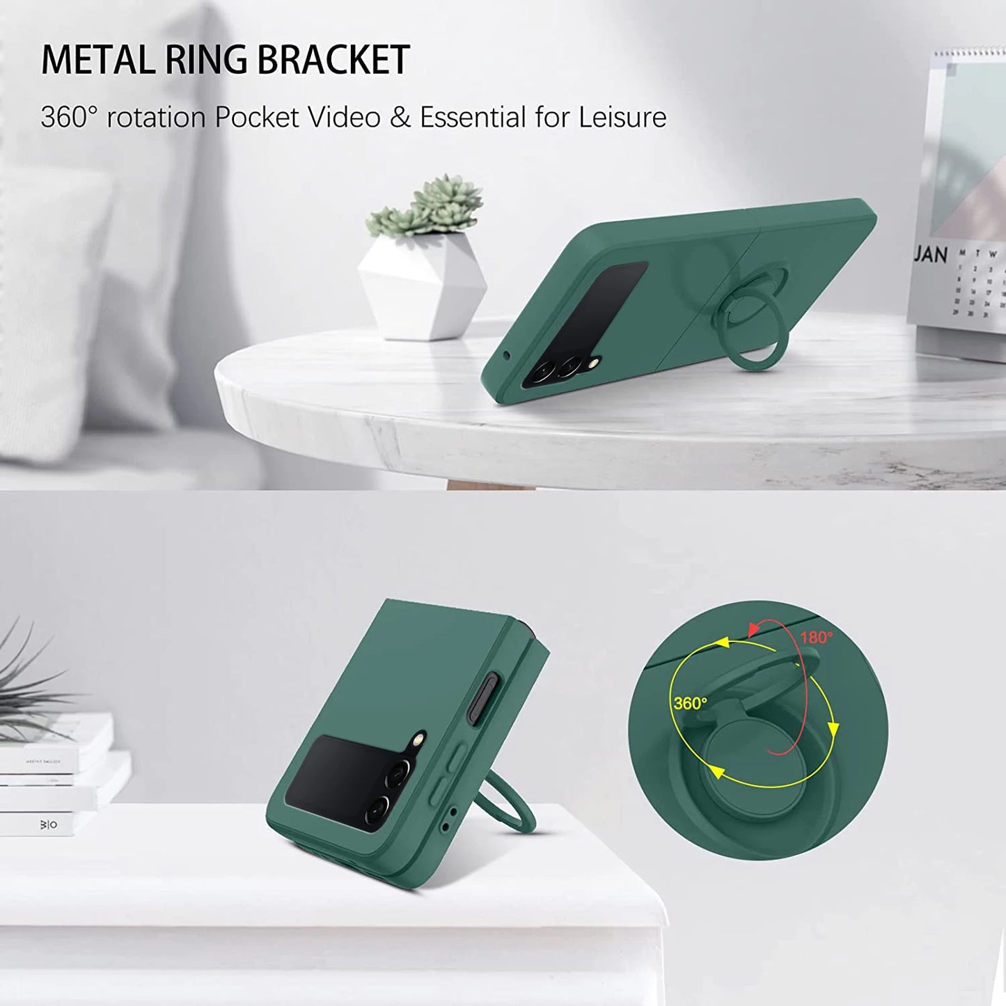 Colored Ring Holder Bracket Case For Galaxy Z Flip