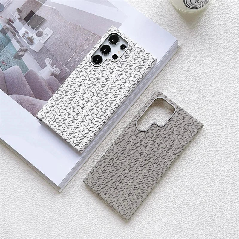 Geometric Pattern Magsafe Leather Phone Case for Samsung