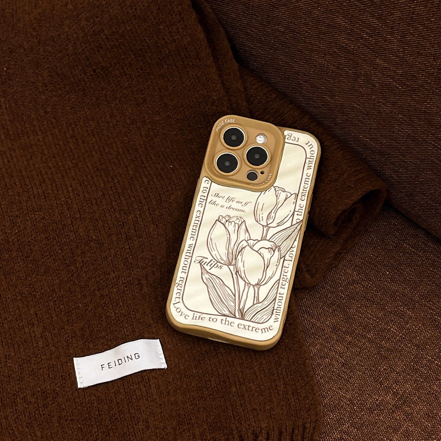 Leather wave pattern English Rose pattern for iPhone