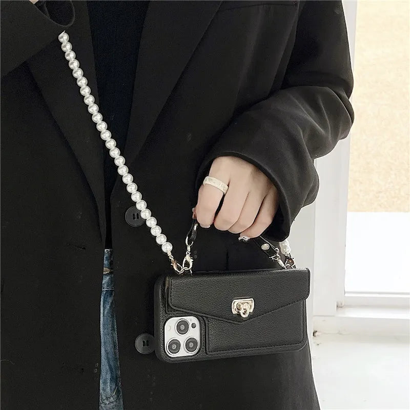 Handbag Wallet Shoulder Strap Phone Case with Card Pocket