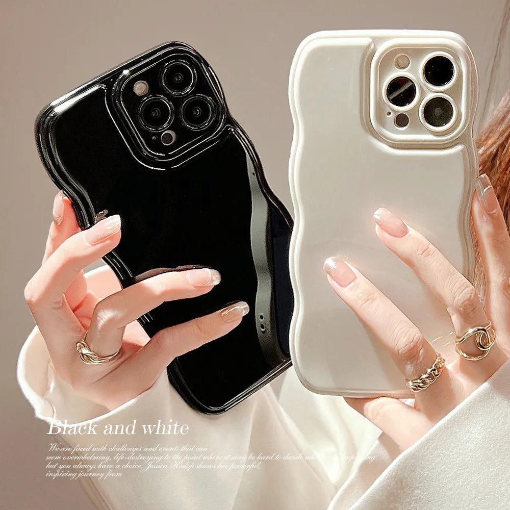 Soft Solid Color Curly Wavy Phone Case