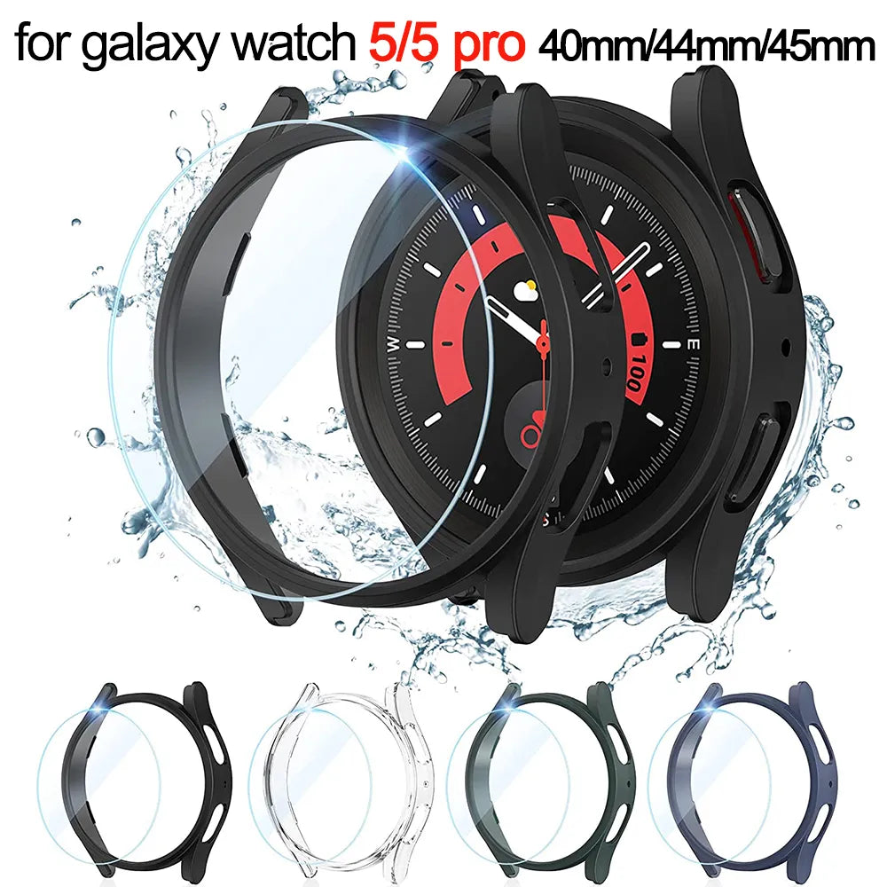 1 Pc Tempered Glass + Case for Galaxy Watch 5/5 Pro