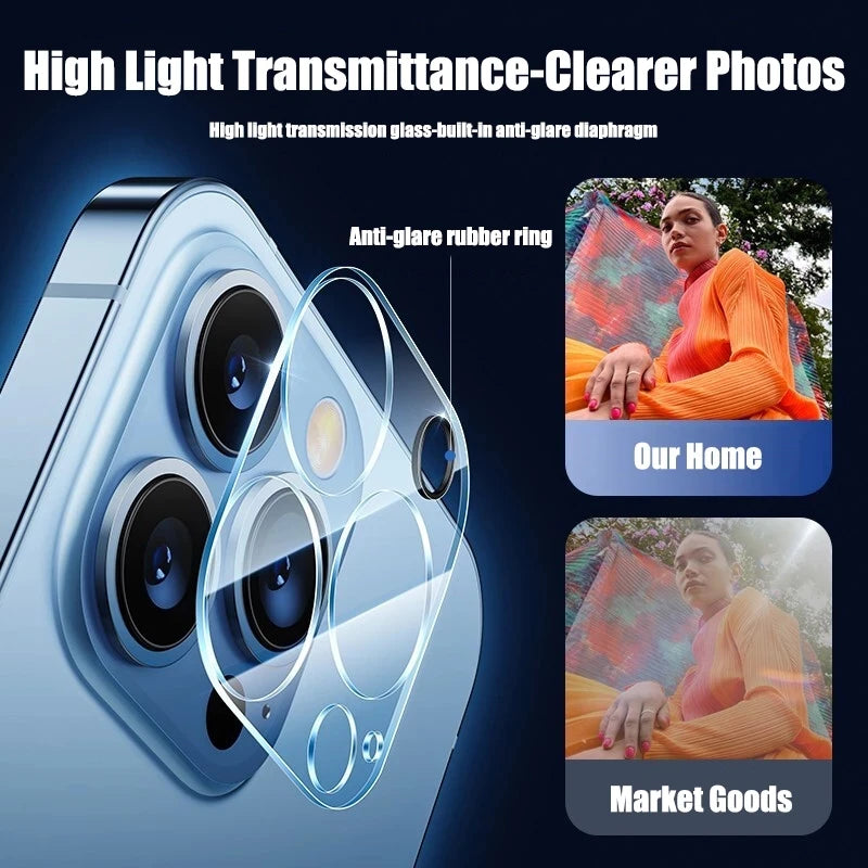 6 Pcs Tempered Glass for IPhone with Camera Lens Protector
