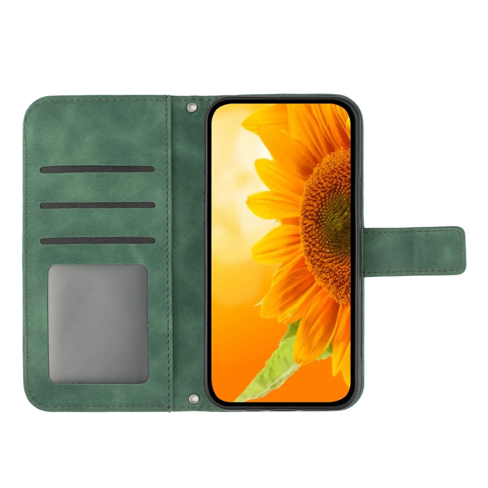 Sunflower Leather Wallet Case for Galaxy