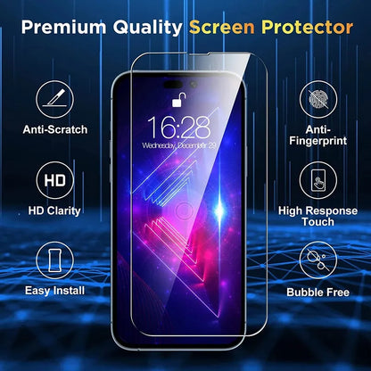 6 Pcs Tempered Glass for IPhone with Camera Lens Protector