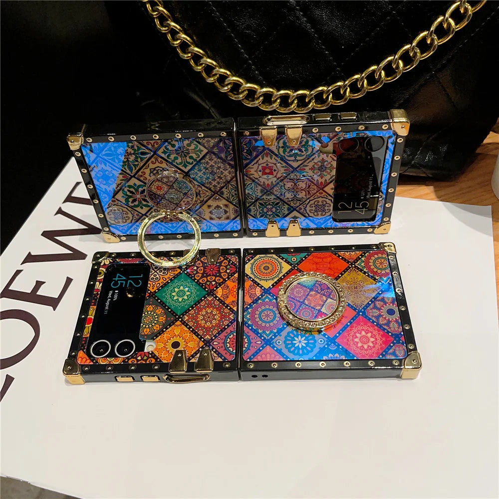 Luxury Glitter Patterned Flower Case For Galaxy Z Flip