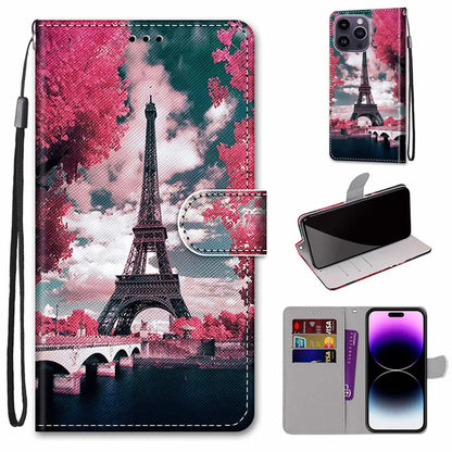 Desgined Leather Wallet Flip Case For Samsung Galaxy A14