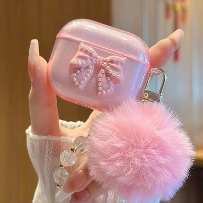 Cute Glitter Bow knot Crystal Case For Airpods