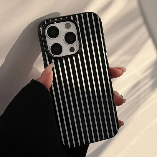 Black White Artistic Stripes Phone Case For iPhone