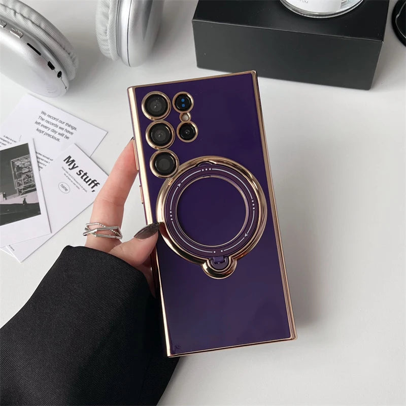 Luxury Rotate Magnetic Bracket Magsafe Case For Samsung