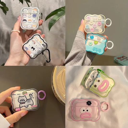 Cute Cartoon Couples Airpod Case with Keyring